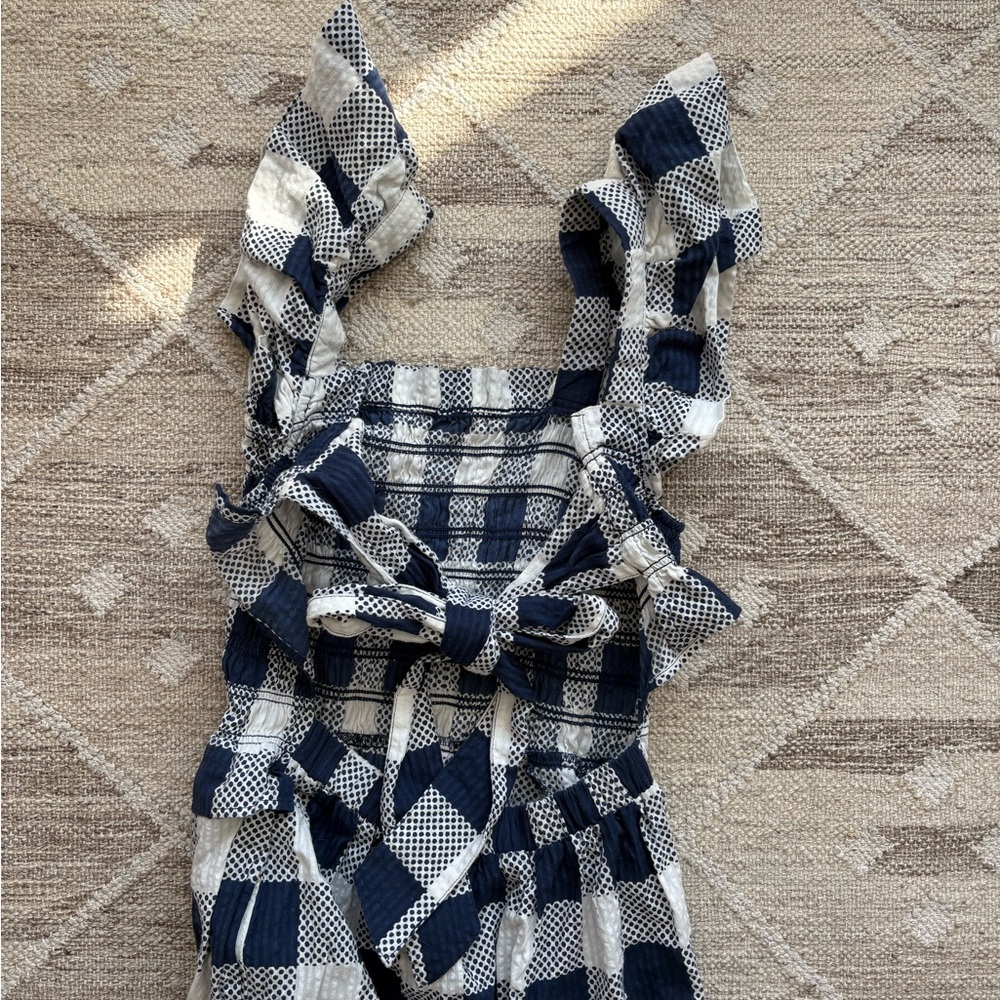 Sea New York Navy and Cream Gingham Midi Dress - Picture 3 of 5